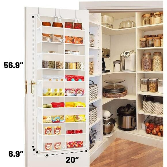 Over The Door Organizer 5 Tier Hanging Storage Rack with 10 Compartments Beige - Picture 2 of 7